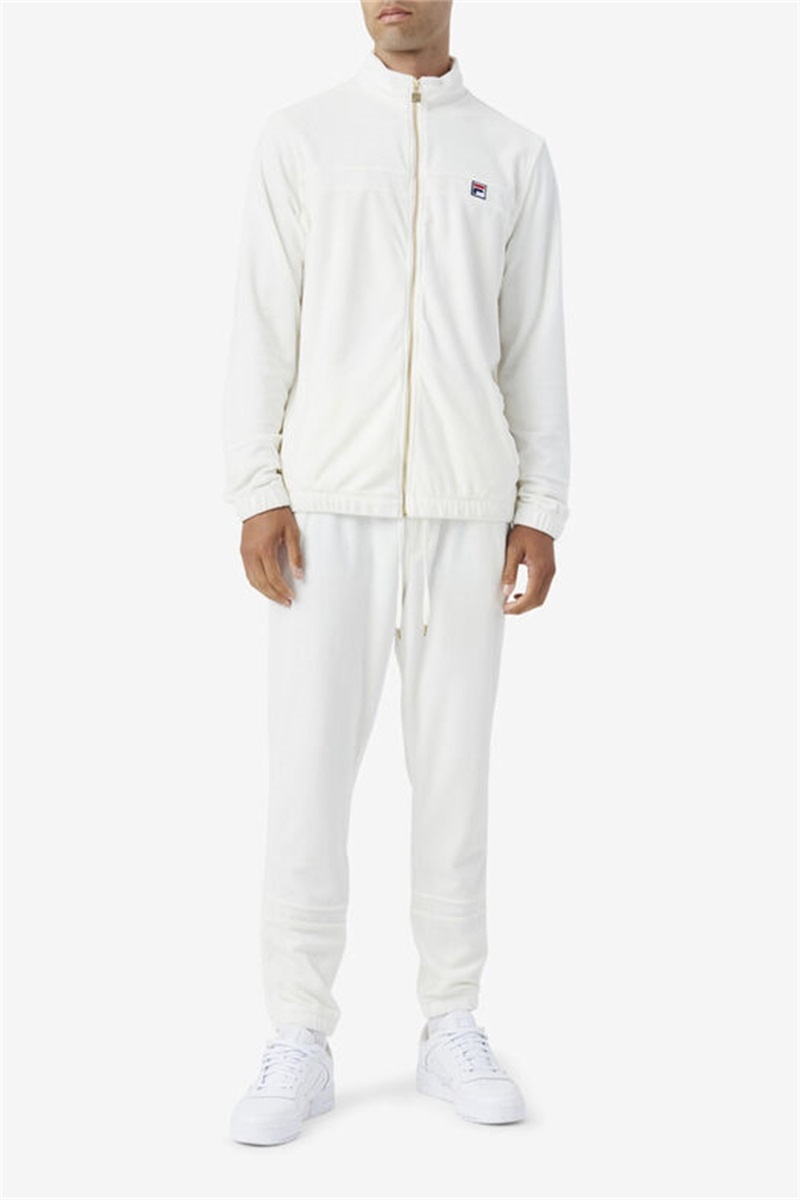 White Men's Fila Ravid Velour Jackets | Saudi Arabia-289361