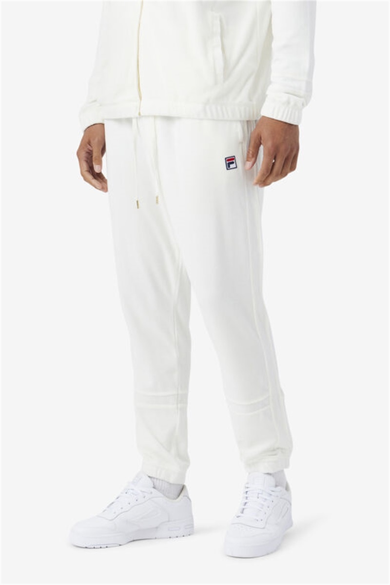 White Men's Fila Ravid Velour Pants | Saudi Arabia-743910