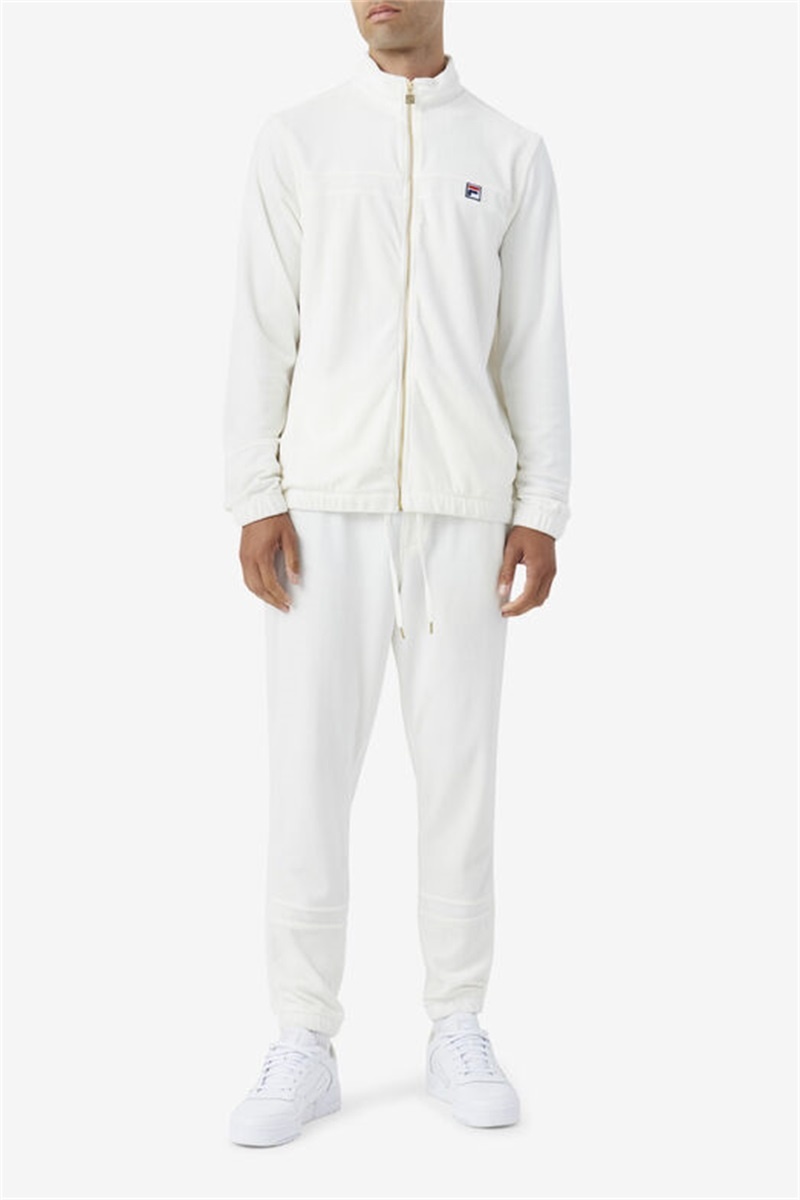 White Men's Fila Ravid Velour Pants | Saudi Arabia-743910