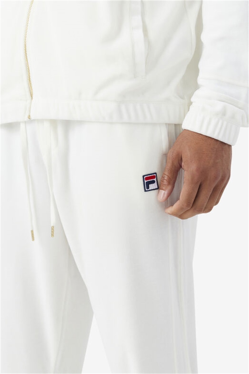 White Men's Fila Ravid Velour Pants | Saudi Arabia-743910