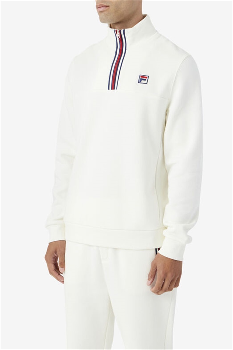 White Men's Fila Weston Half Zip Sweatshirts | Saudi Arabia-360175