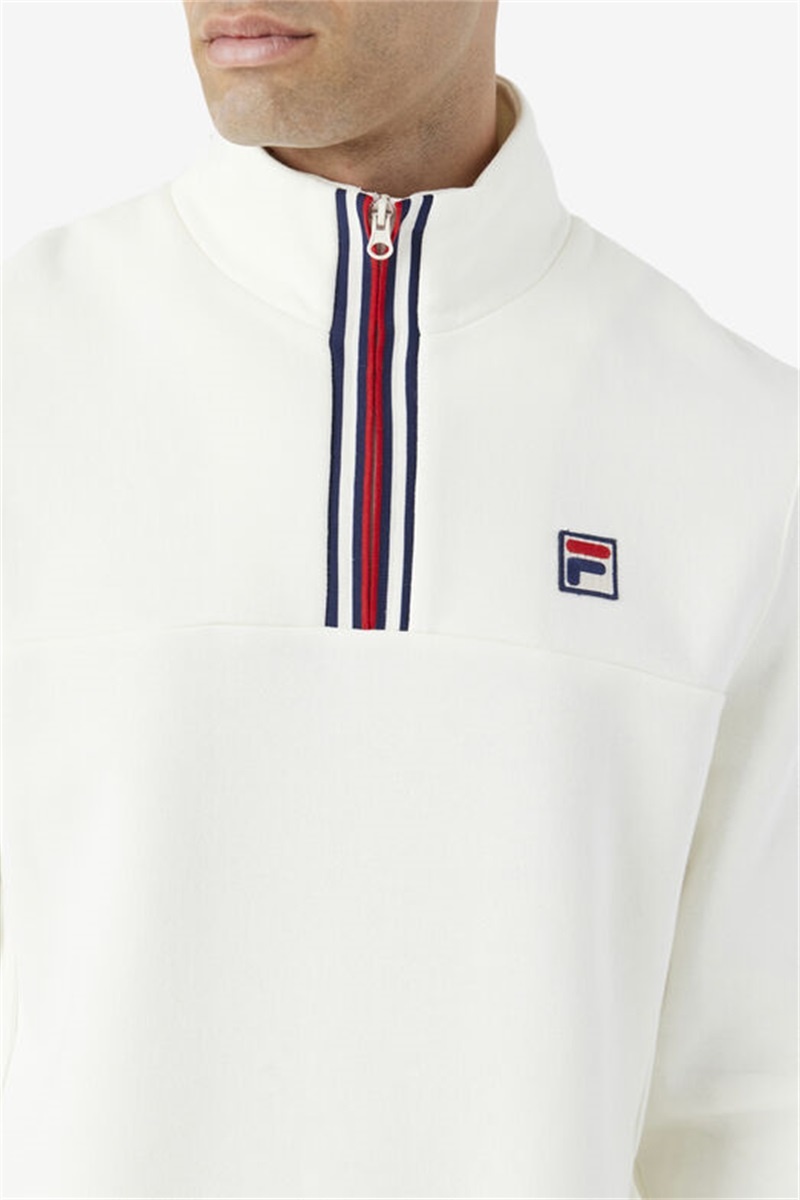 White Men's Fila Weston Half Zip Sweatshirts | Saudi Arabia-360175