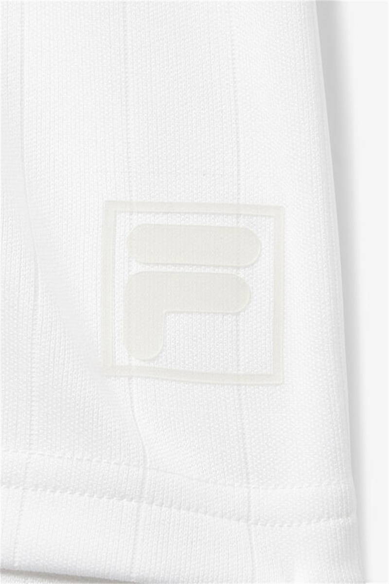 White Men's Fila White Line Pin Stripe Polo Shirts | Saudi Arabia-517864