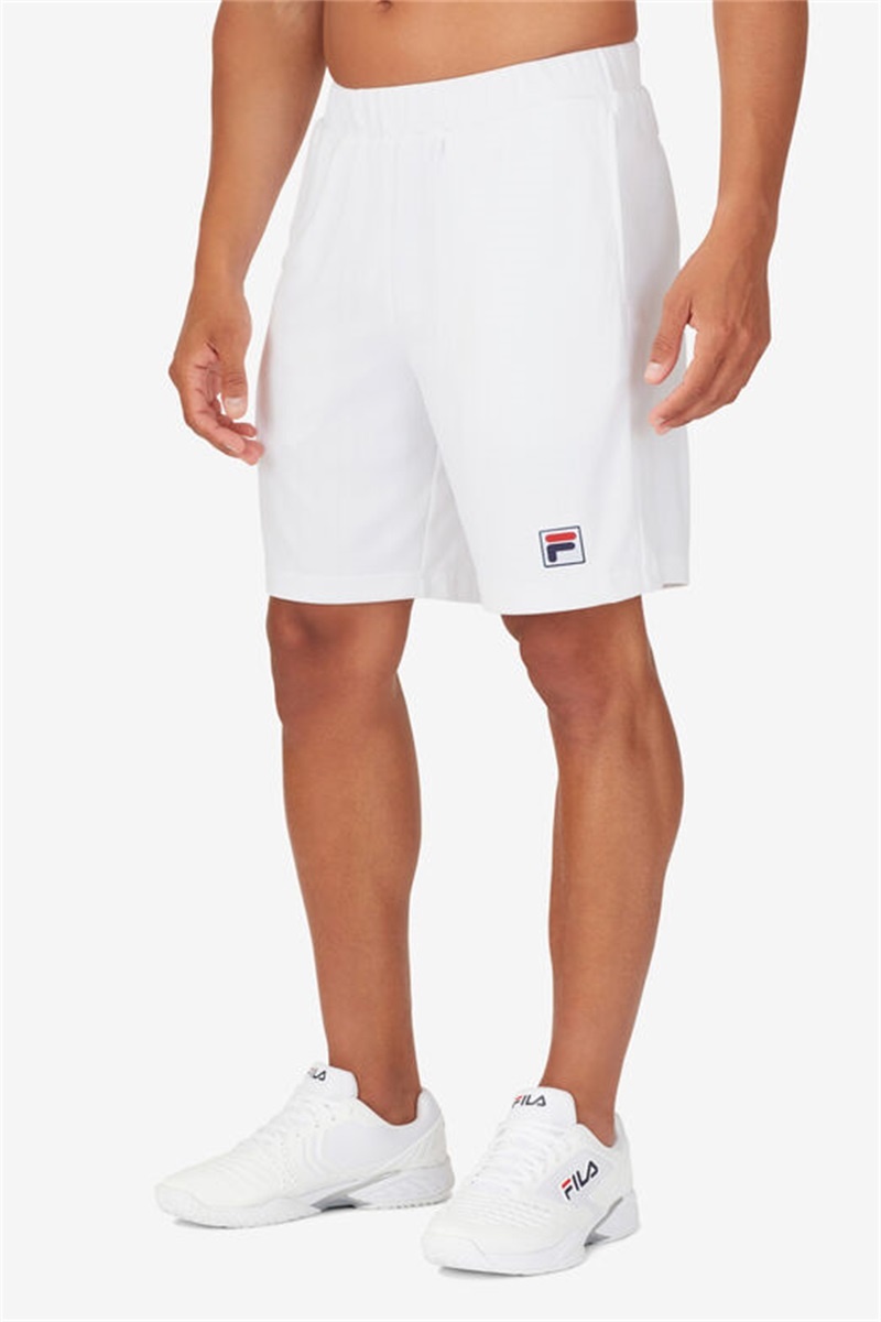 White Men's Fila White Line Shorts | Saudi Arabia-612973