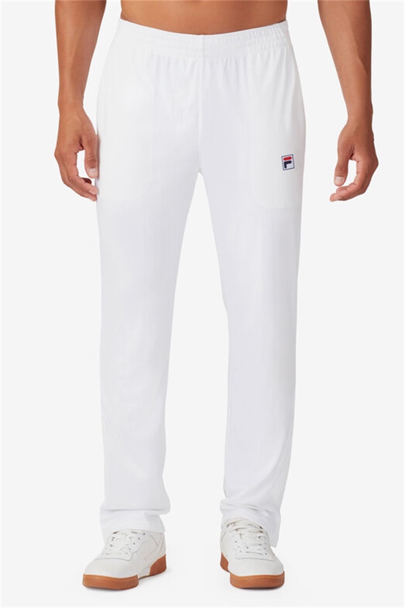 White Men's Fila White Line Track Pants | Saudi Arabia-354169