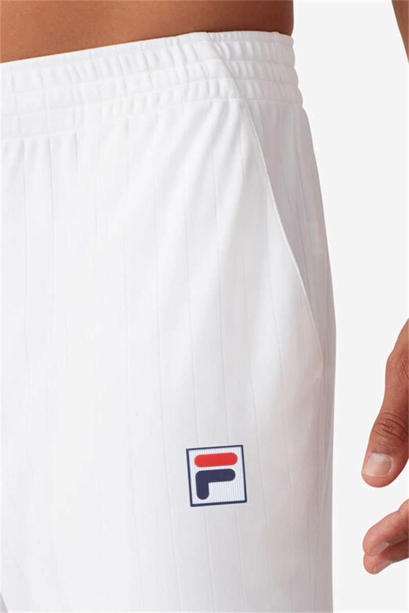 White Men's Fila White Line Track Pants | Saudi Arabia-354169