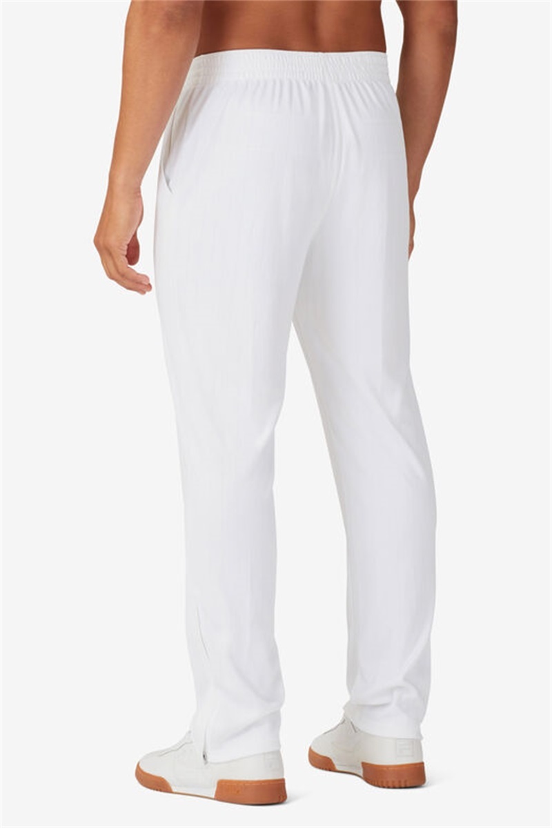 White Men's Fila White Line Track Pants | Saudi Arabia-354169