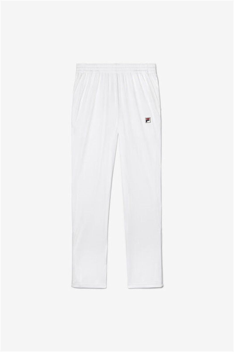 White Men\'s Fila White Line Track Pants | Saudi Arabia-354169