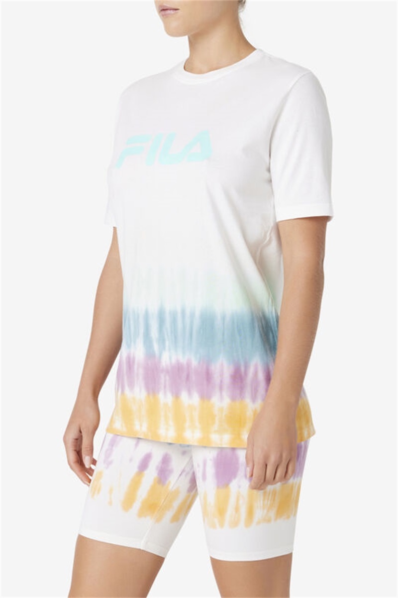 White Women's Fila Alivia Tie Dye Tee | Saudi Arabia-817350