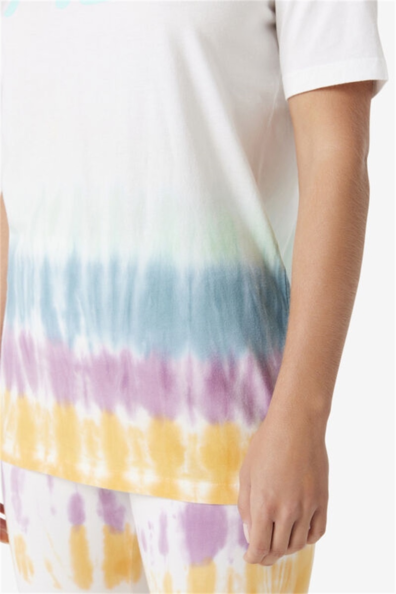 White Women's Fila Alivia Tie Dye Tee | Saudi Arabia-817350