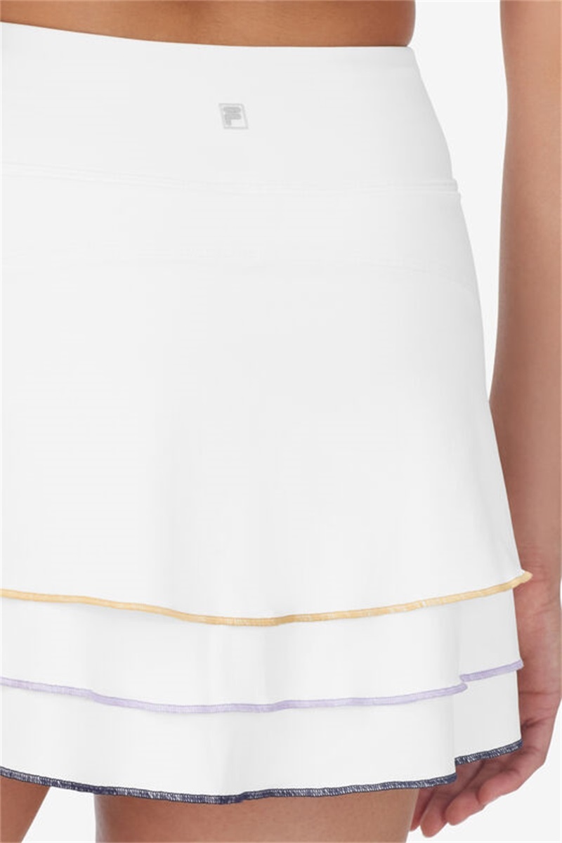 White Women's Fila Back Spin Flounce Skirts | Saudi Arabia-819036