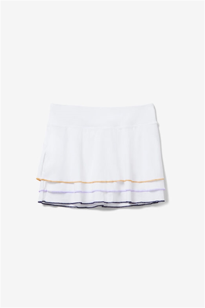 White Women\'s Fila Back Spin Flounce Skirts | Saudi Arabia-819036