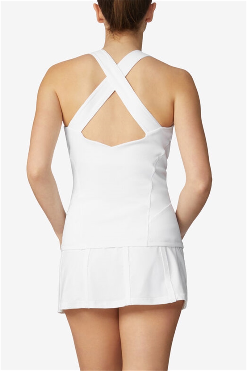 White Women's Fila Baseline Halter Tanks | Saudi Arabia-973408