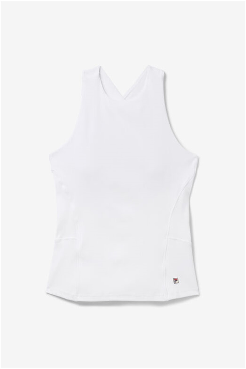 White Women\'s Fila Baseline Halter Tanks | Saudi Arabia-973408