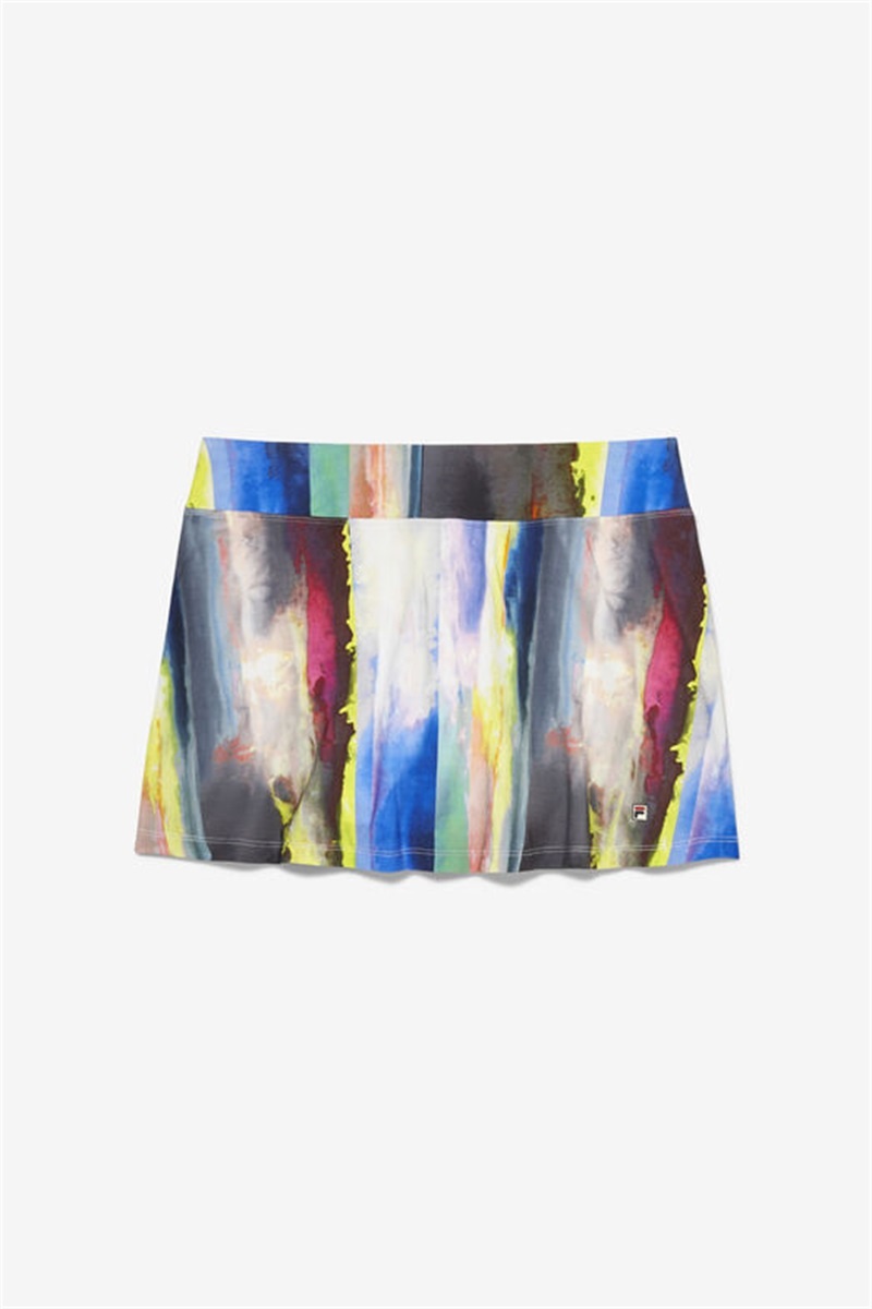 White Women\'s Fila Center Court Galaxy Print Skirts | Saudi Arabia-179523