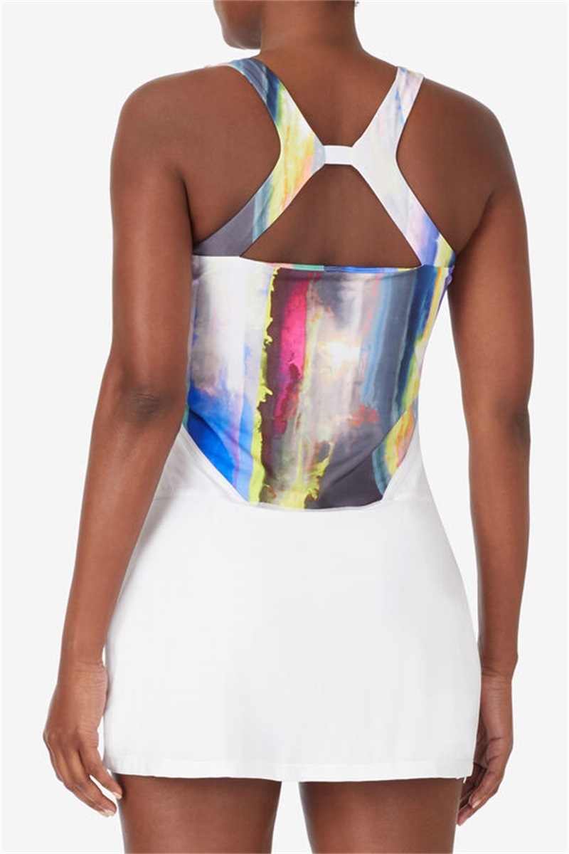 White Women's Fila Center Court Galaxy Printed Dress | Saudi Arabia-834157