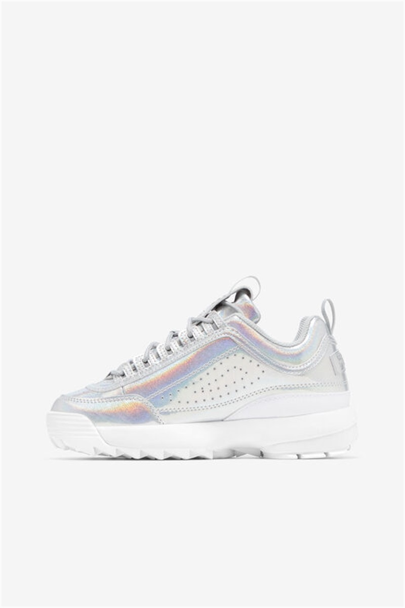 White Women's Fila Disruptor 2 Premium Iridescent Sneakers | Saudi Arabia-260951