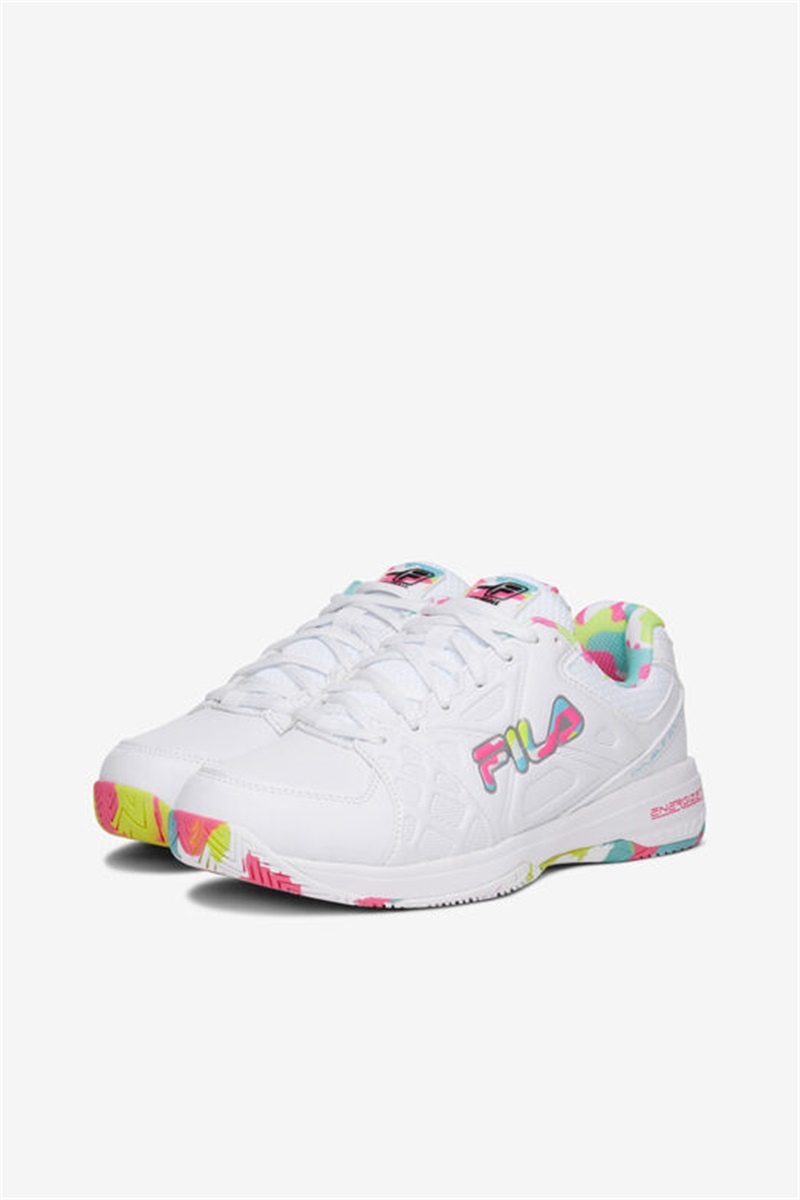 White Women's Fila Double Bounce 3 Pickleball Shoes | Saudi Arabia-784562