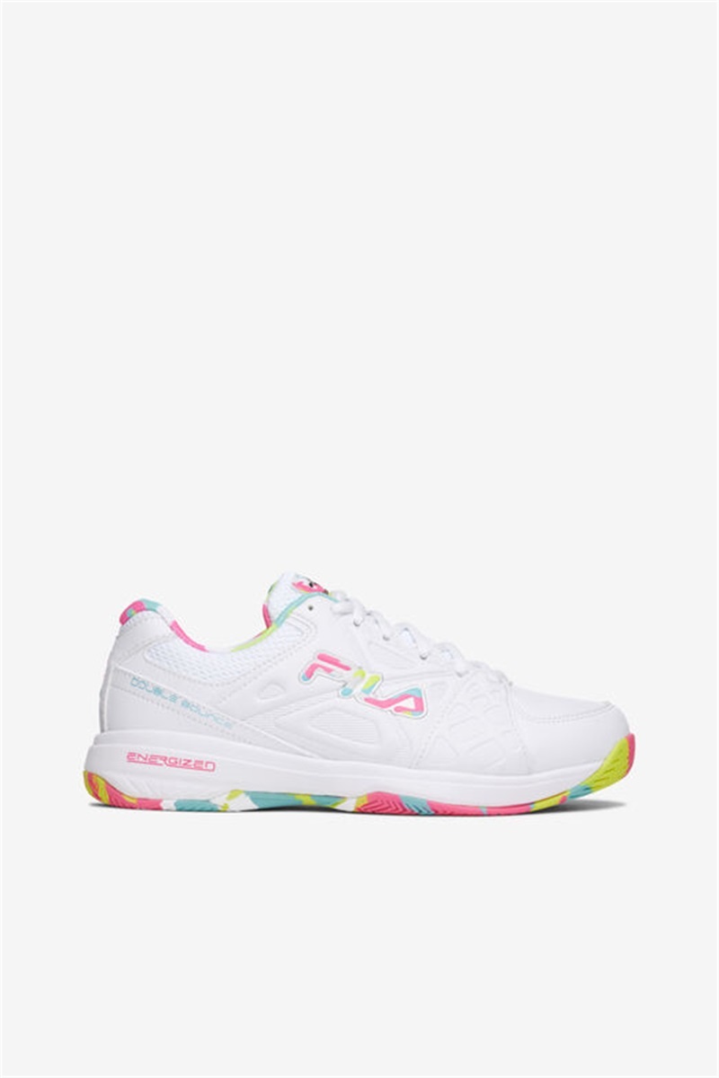 White Women\'s Fila Double Bounce 3 Pickleball Shoes | Saudi Arabia-784562