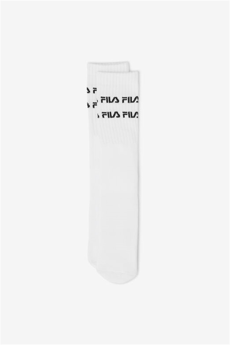 White Women\'s Fila Double Line Logo Knee High Socks | Saudi Arabia-263081
