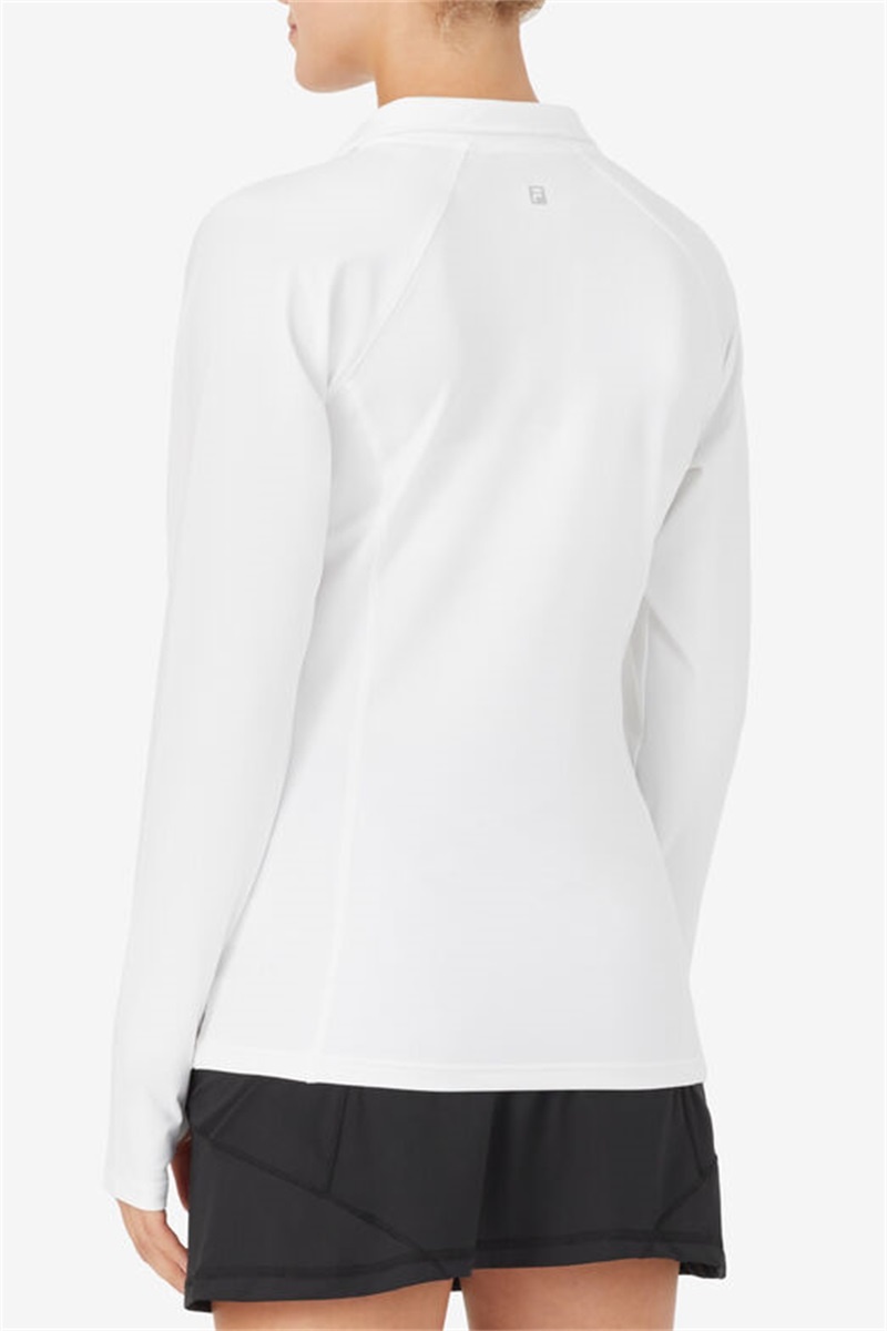 White Women's Fila Essentials 1/2 Zip Tops | Saudi Arabia-186205