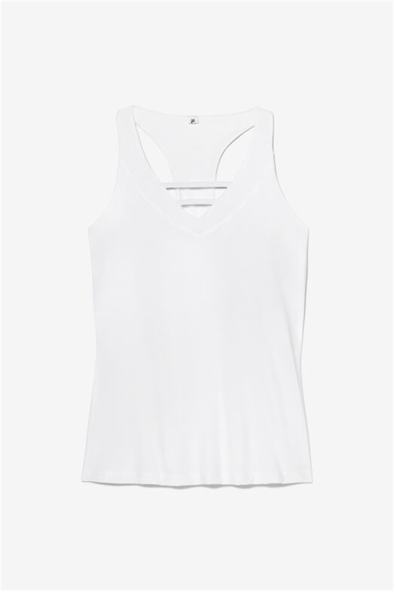 White Women\'s Fila Essentials Halter Tanks | Saudi Arabia-472150