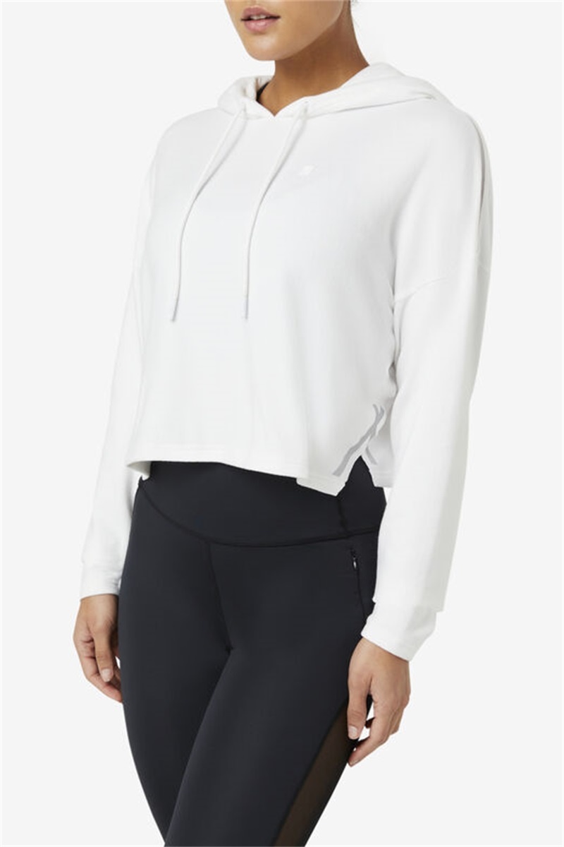 White Women's Fila Fi-Lux Cropped Hoodie | Saudi Arabia-453716
