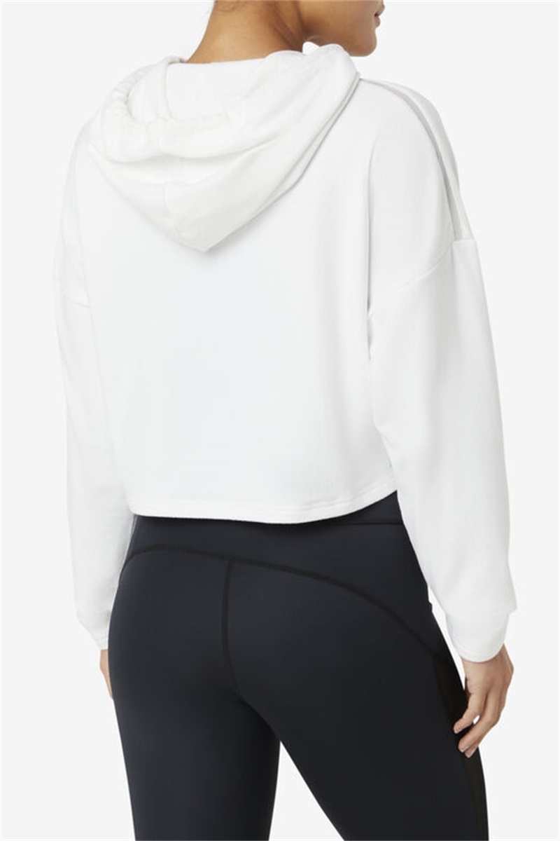 White Women's Fila Fi-Lux Cropped Hoodie | Saudi Arabia-453716