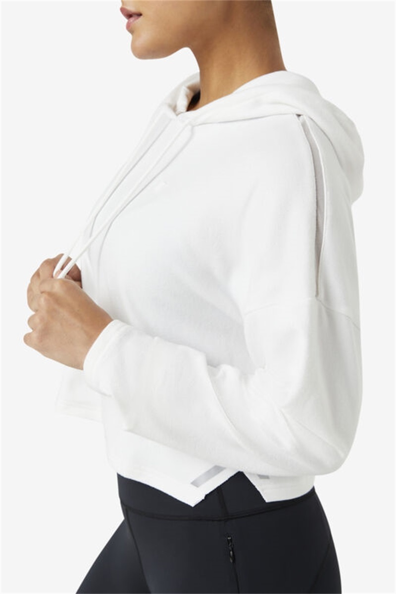 White Women's Fila Fi-Lux Cropped Hoodie | Saudi Arabia-453716