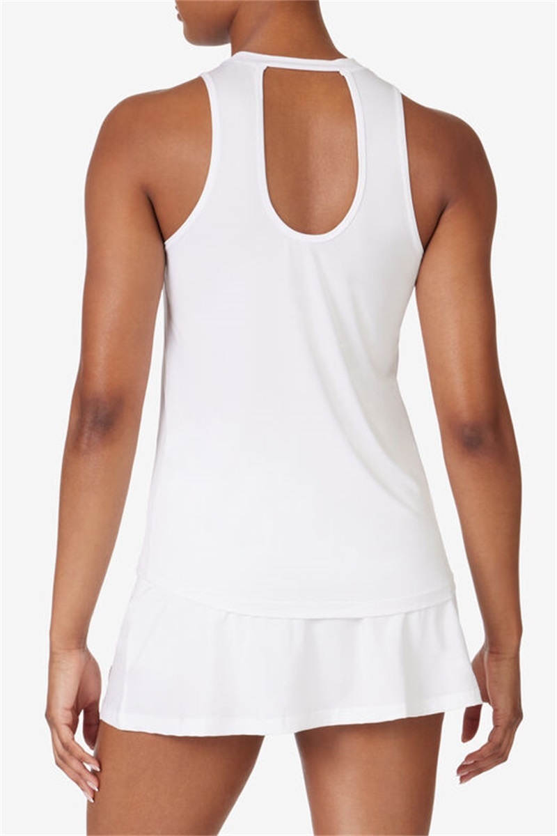 White Women's Fila Fi-Lux Open Back Tank Top | Saudi Arabia-905486