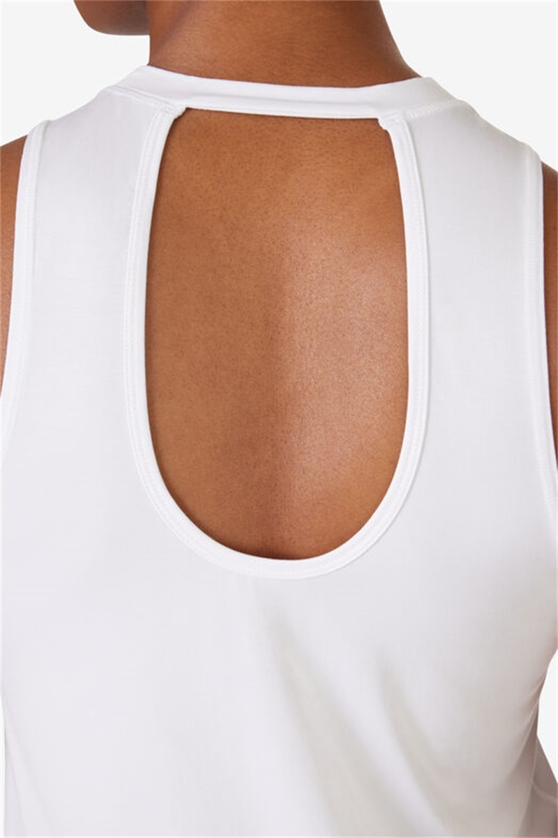 White Women's Fila Fi-Lux Open Back Tank Top | Saudi Arabia-905486