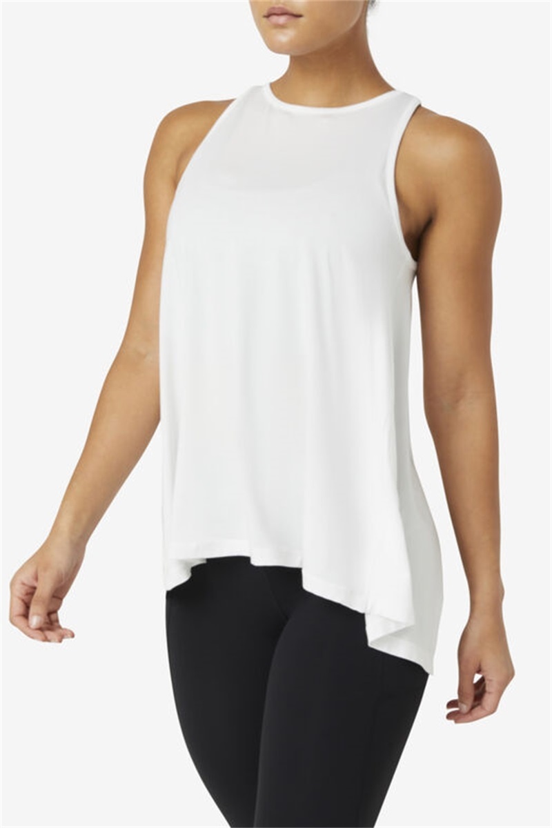 White Women's Fila Fi-Lux Open Back Tank Top | Saudi Arabia-807569