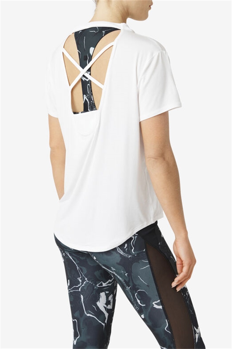 White Women's Fila Fi-Lux Short Sleeve Tops | Saudi Arabia-524061