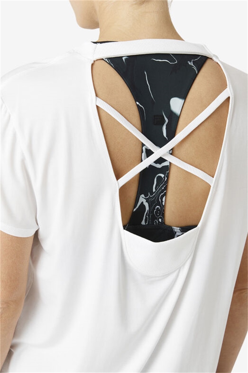 White Women's Fila Fi-Lux Short Sleeve Tops | Saudi Arabia-524061
