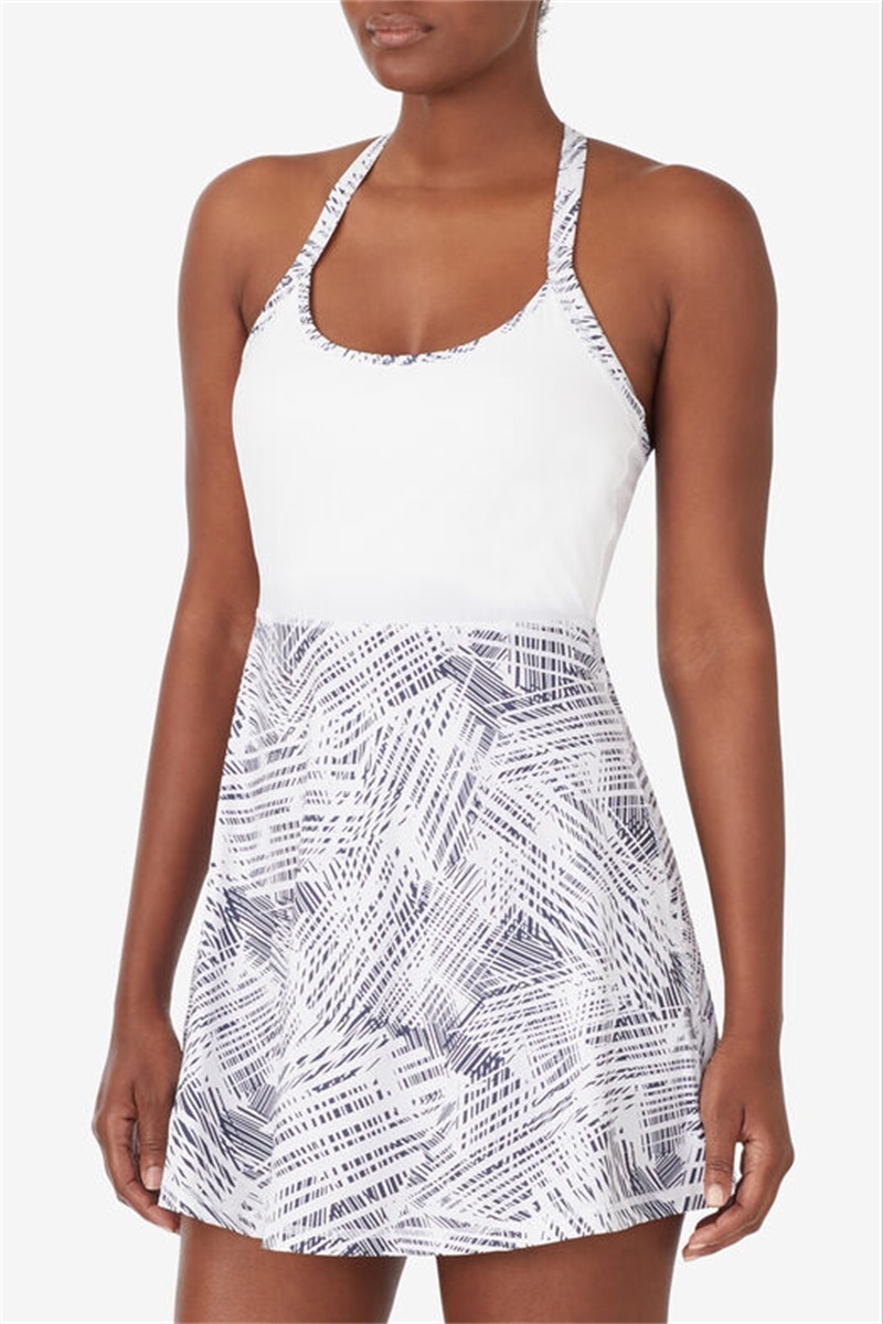 White Women's Fila Foul Line Halter Dress | Saudi Arabia-068352