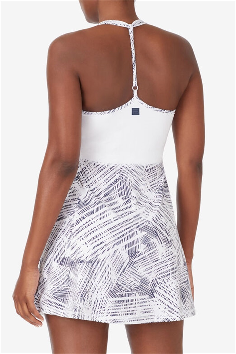 White Women's Fila Foul Line Halter Dress | Saudi Arabia-068352