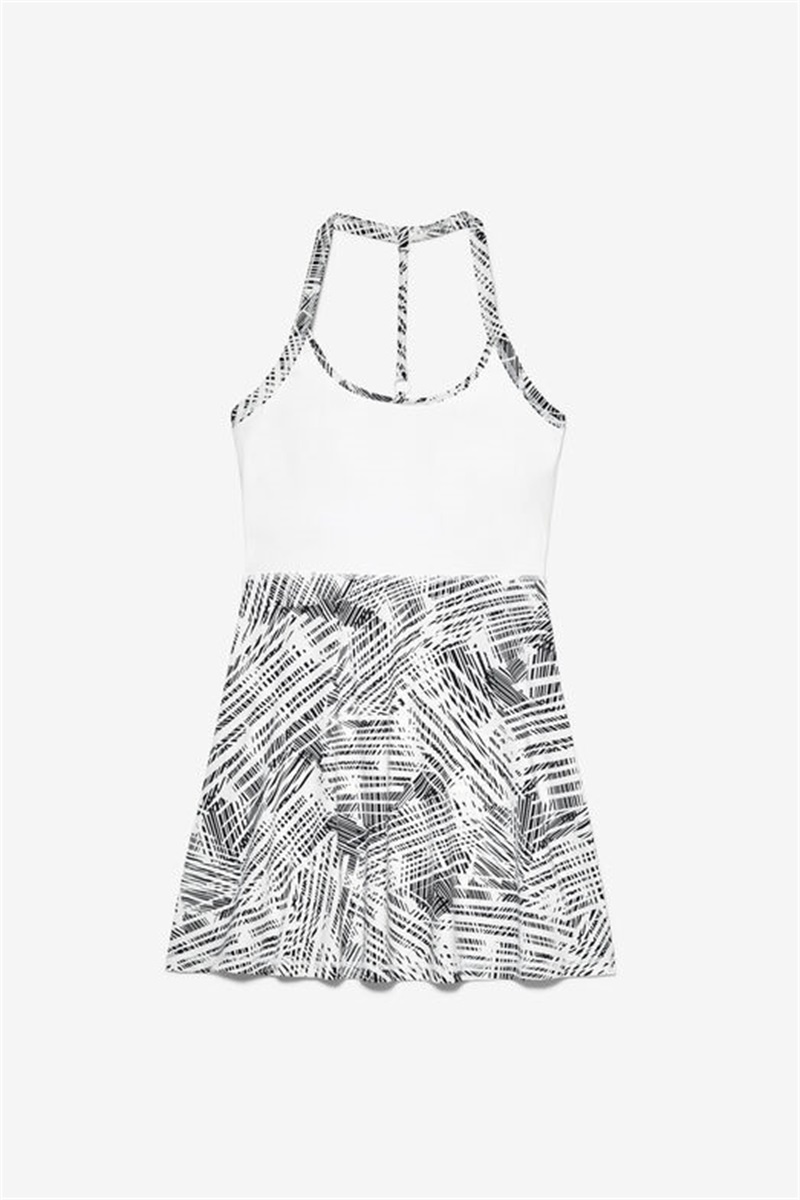 White Women\'s Fila Foul Line Halter Dress | Saudi Arabia-068352