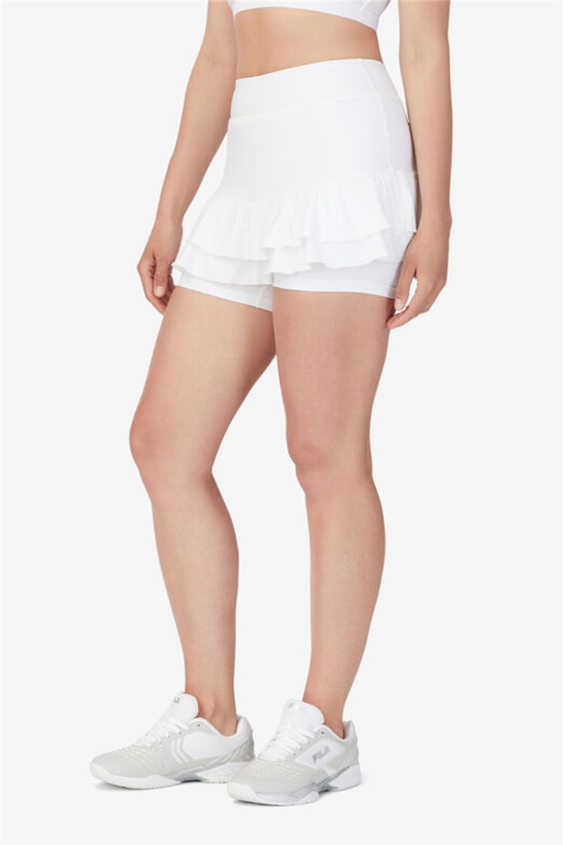 White Women's Fila Groundbreaker Ruffle Skirts | Saudi Arabia-178695