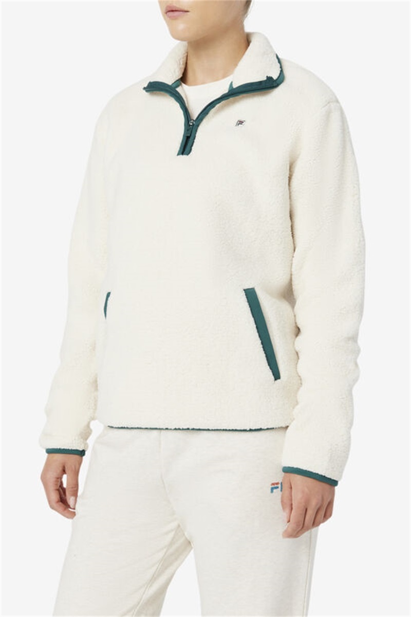 White Women's Fila Kyomi Quarter Zip Pullover | Saudi Arabia-894320