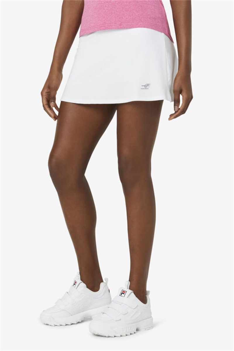 White Women's Fila Pickleball Flounce Skirts | Saudi Arabia-927540