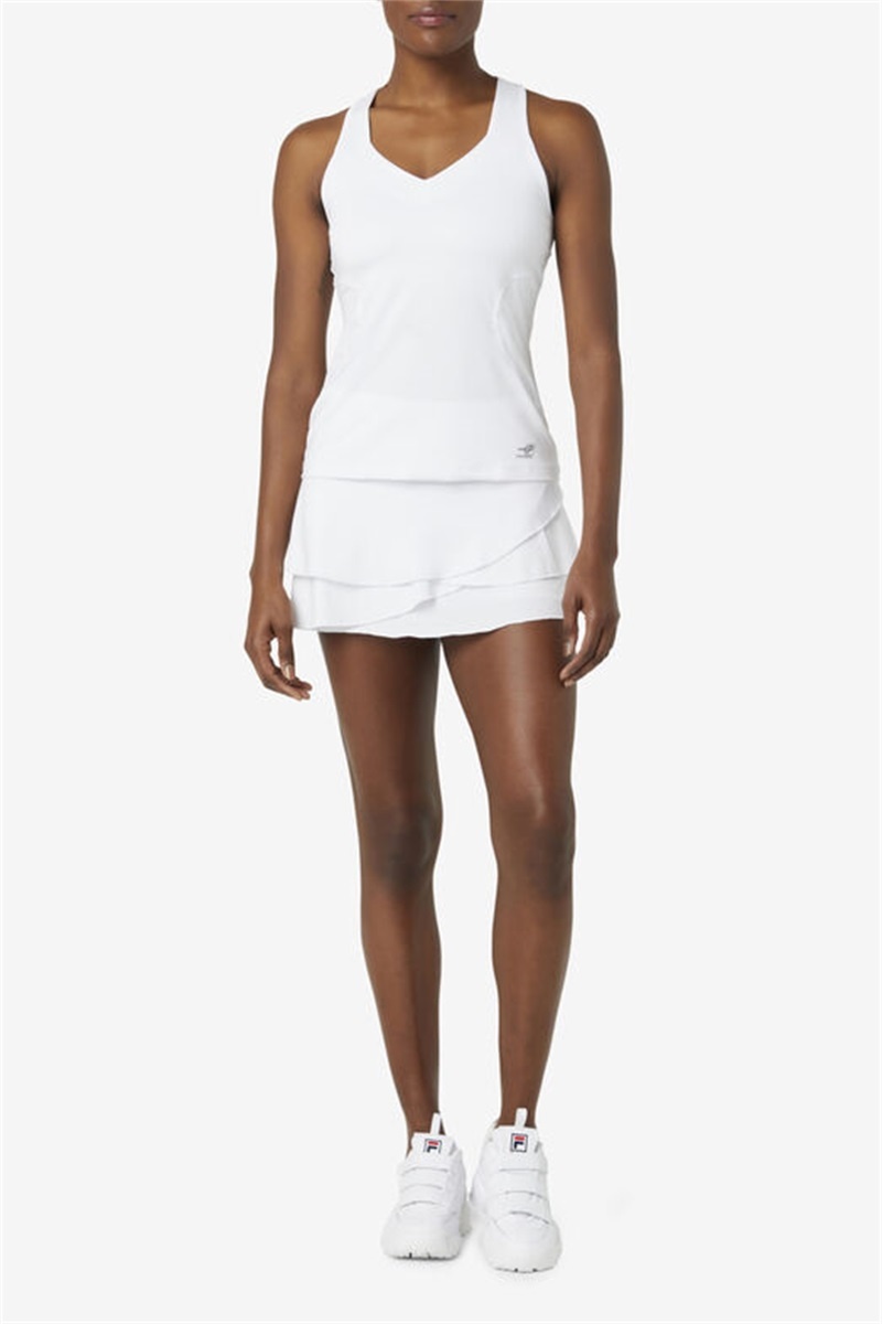 White Women's Fila Pickleball Halter Tanks | Saudi Arabia-095268