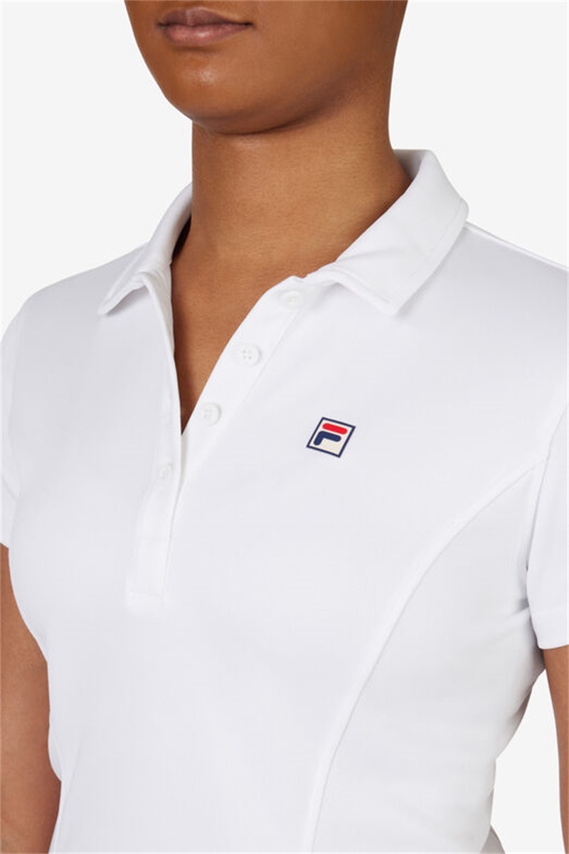 White Women's Fila Pique Polo Shirts | Saudi Arabia-920713