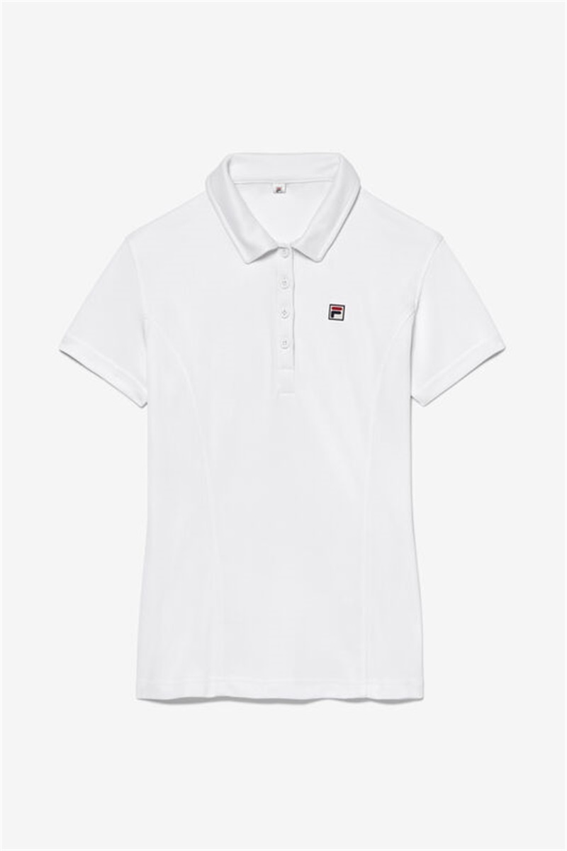 White Women\'s Fila Pique Polo Shirts | Saudi Arabia-920713