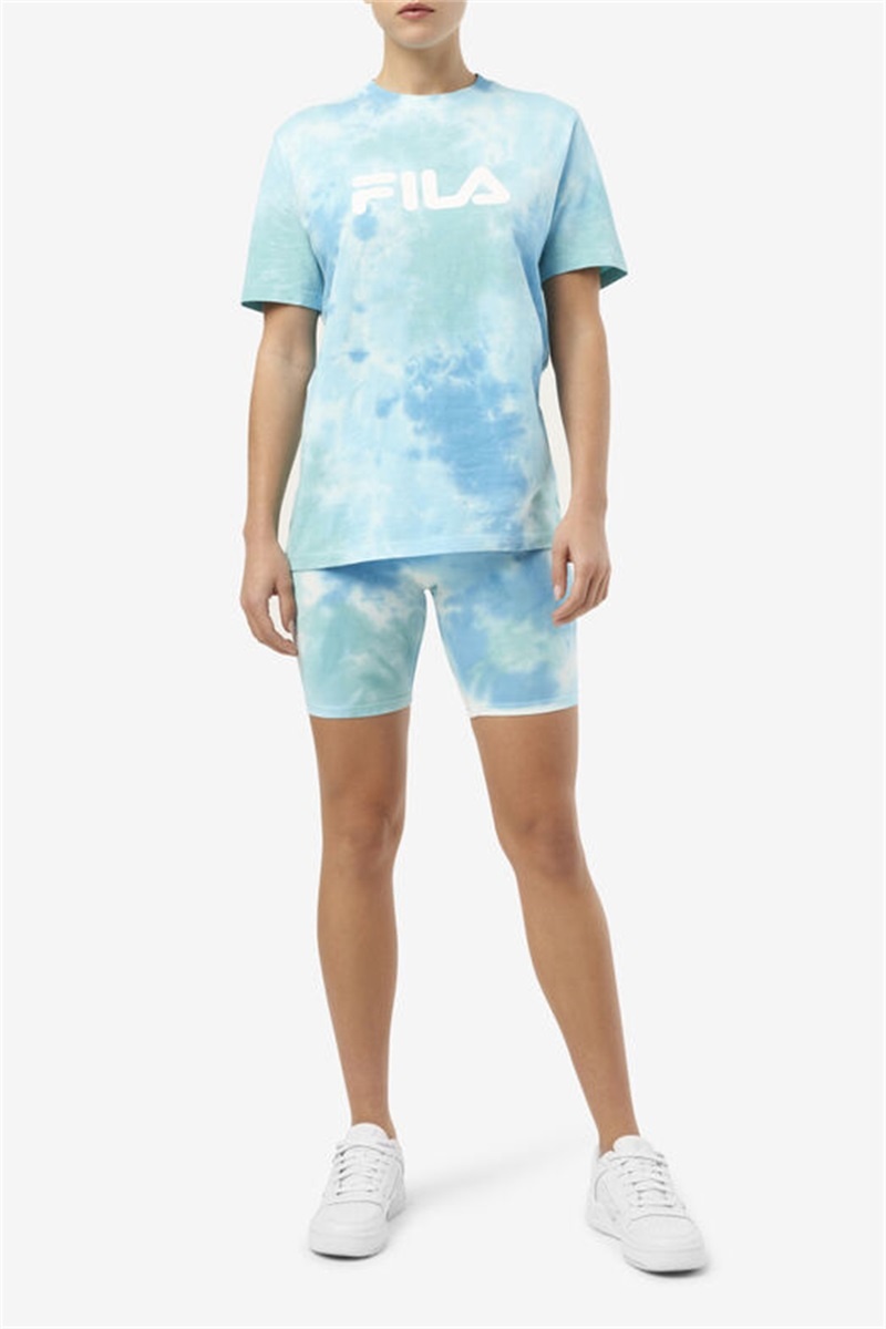 White Women's Fila Taima Tie Dye Bike Shorts | Saudi Arabia-203915