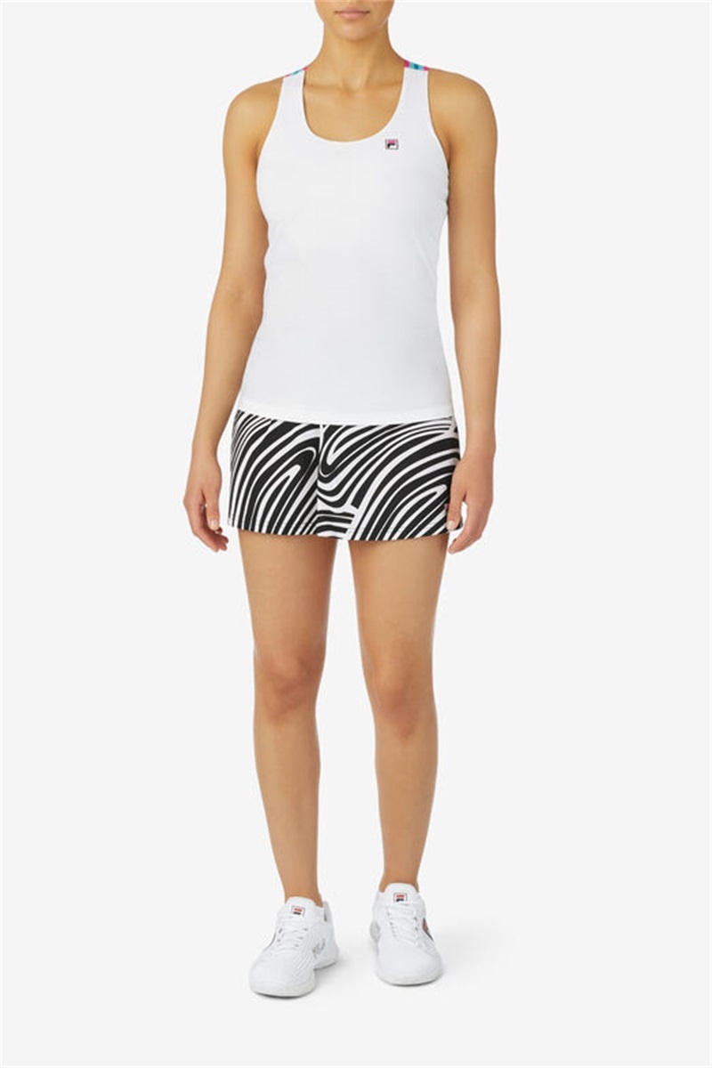 White Women's Fila Tie Breaker Cross Back Tanks | Saudi Arabia-489632
