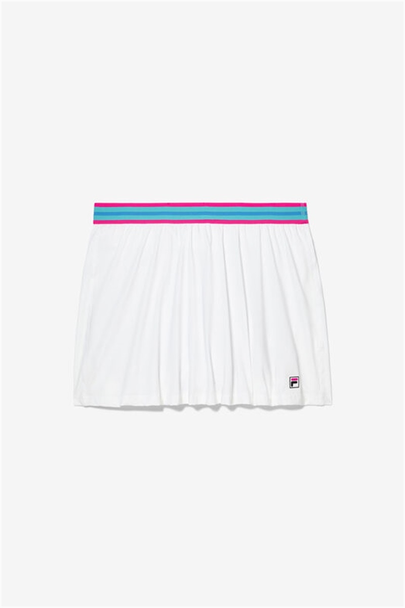 White Women\'s Fila Tie Breaker High Waist Skirts | Saudi Arabia-374160