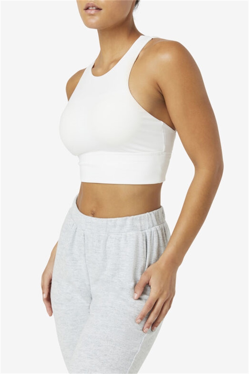 White Women's Fila Uplift High Neck Sports Bra | Saudi Arabia-895403