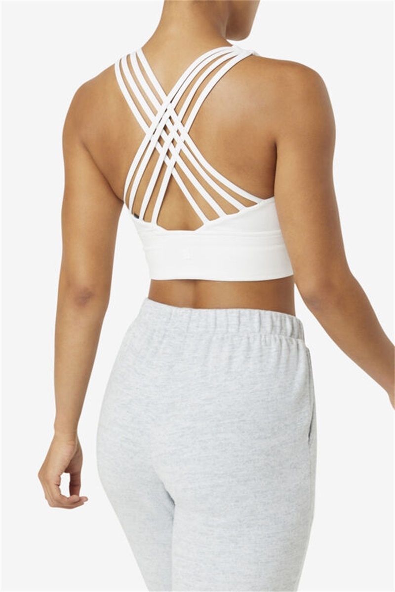 White Women's Fila Uplift High Neck Sports Bra | Saudi Arabia-895403