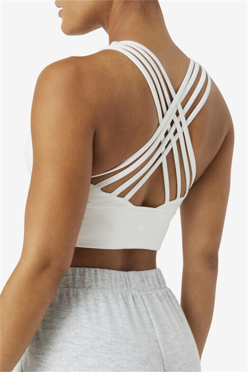 White Women's Fila Uplift High Neck Sports Bra | Saudi Arabia-895403