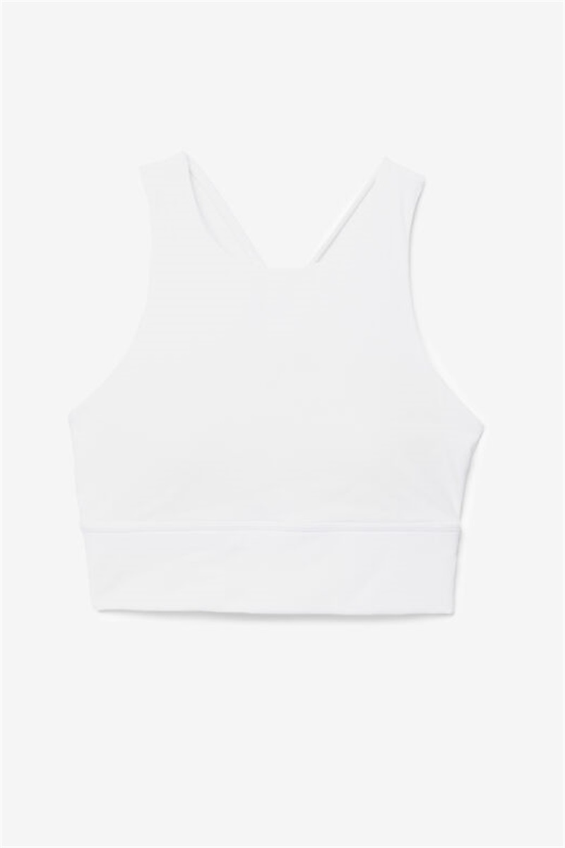 White Women\'s Fila Uplift High Neck Sports Bra | Saudi Arabia-895403